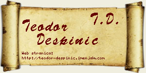 Teodor Despinić vizit kartica